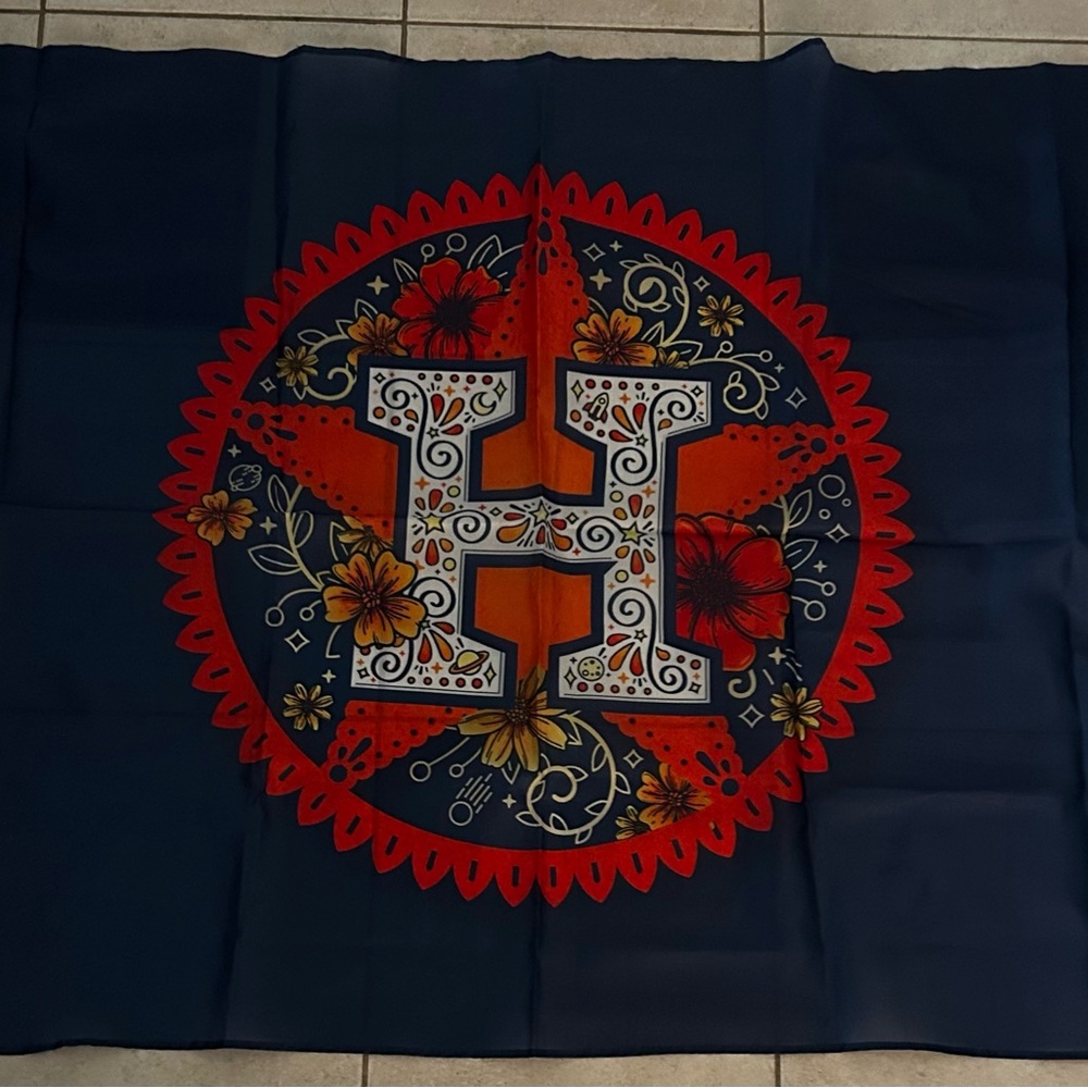 Floral Monogram Wall Tapestry - Navy and Orange